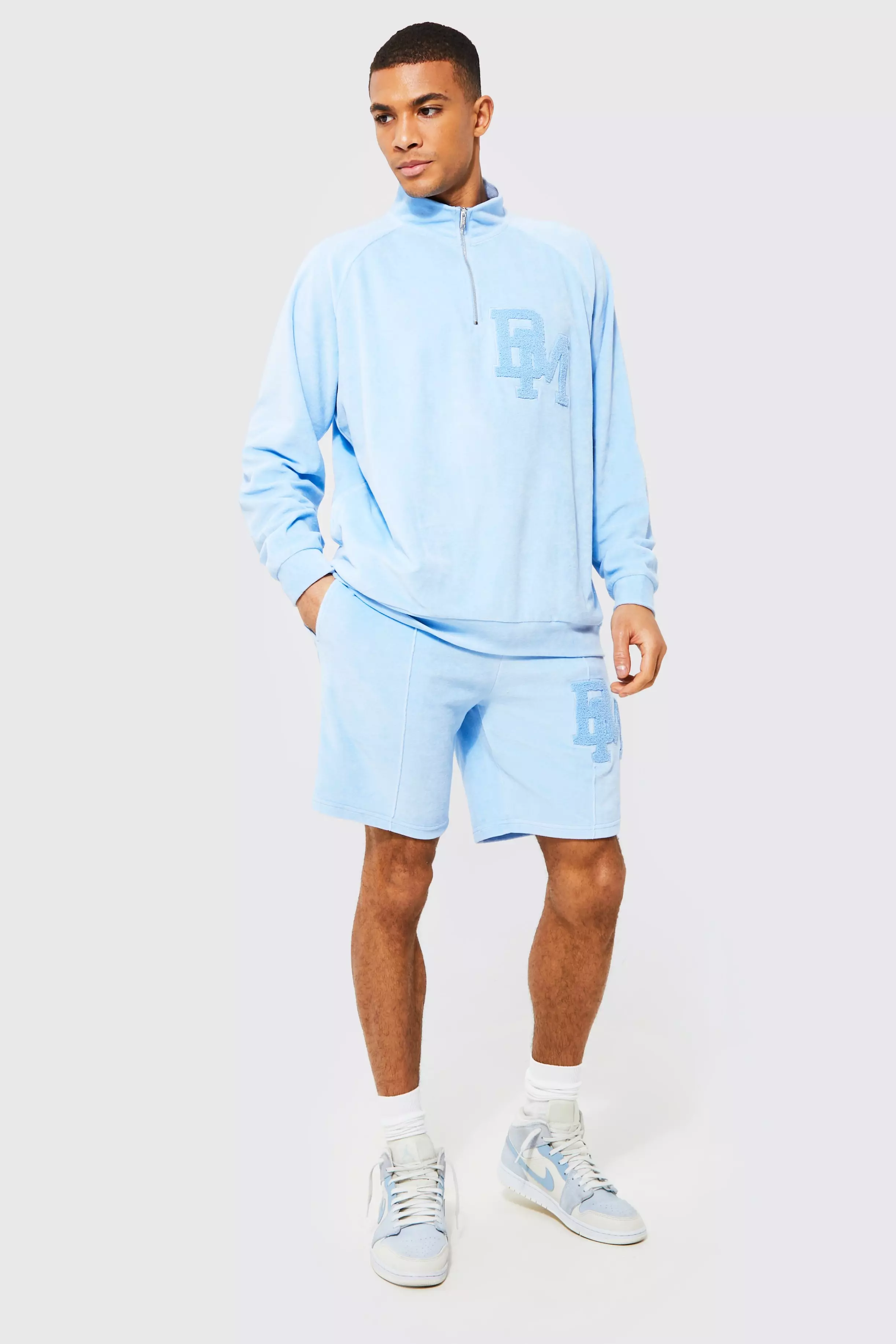 Baby blue velour tracksuit 2024 mens